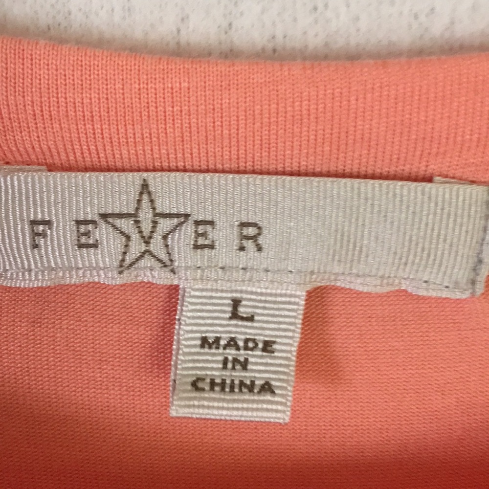 FEVER Cold Shoulder Asymmetrical Peach Amber Top L - Picture 2 of 6
